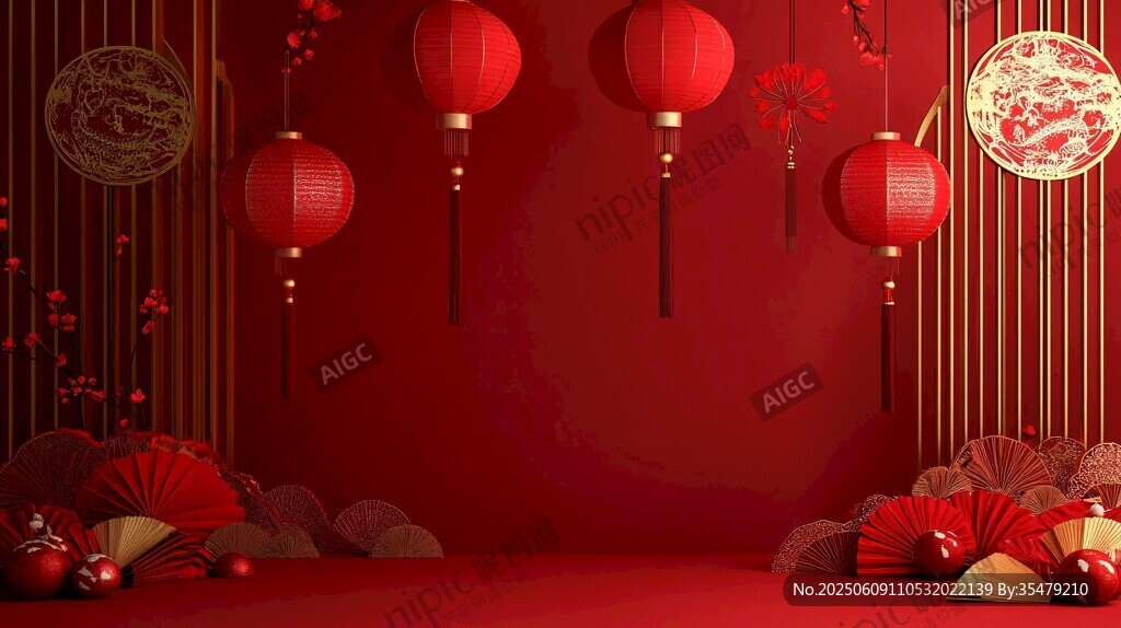 喜庆中式新年场景布置