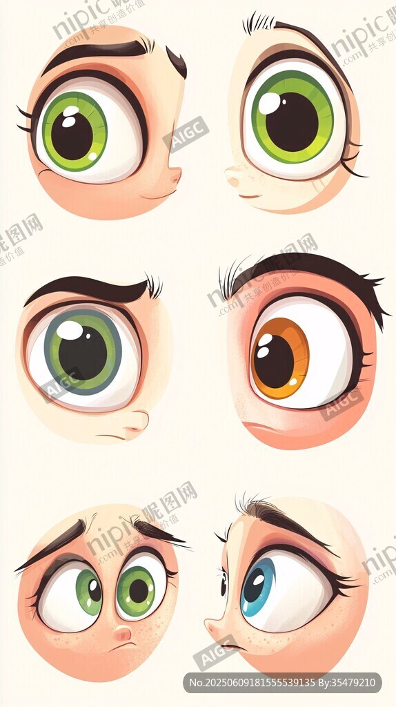 卡通风格多样表情的眼睛