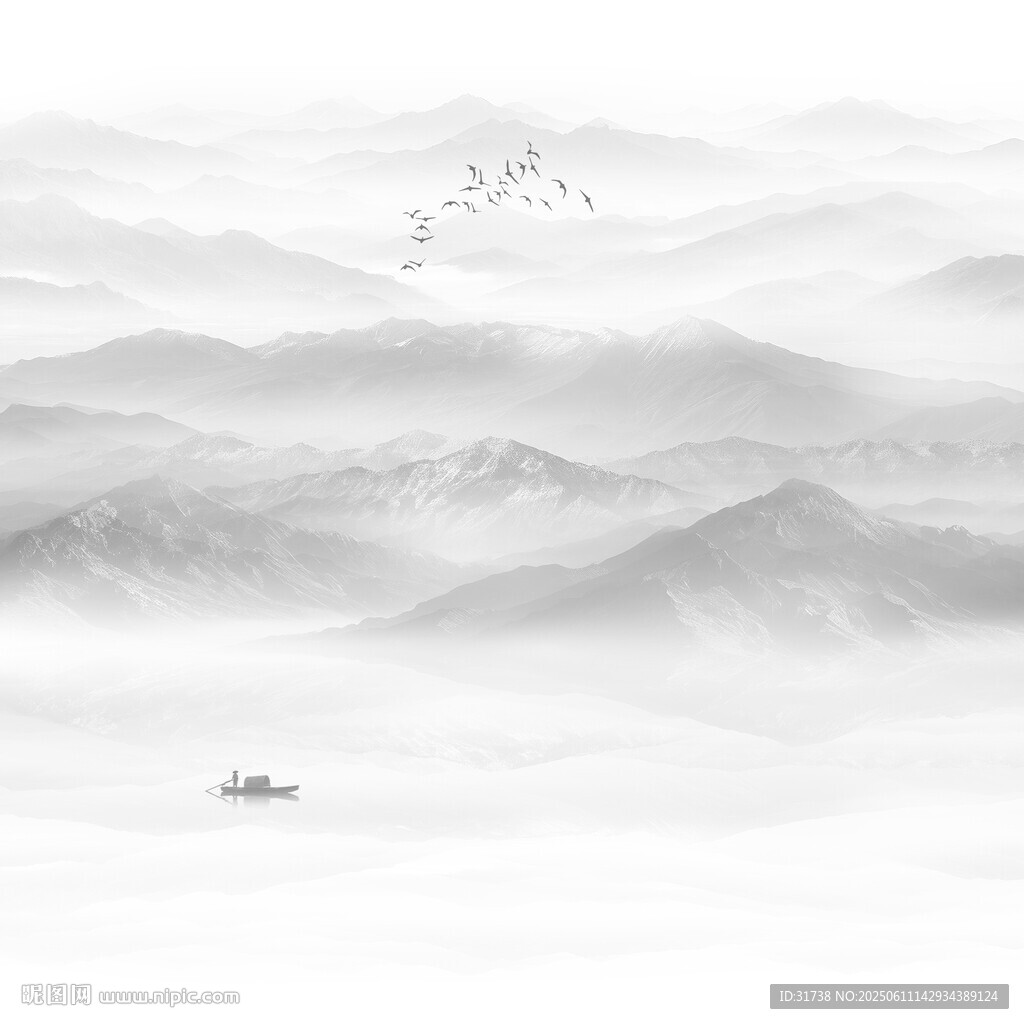 意境山水水墨画