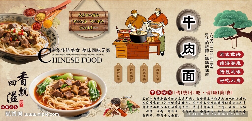 兰州牛肉面背景墙