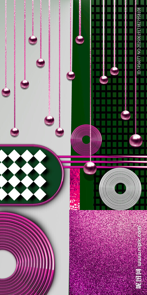 轻奢几多彩粉色系创意玄关装饰画