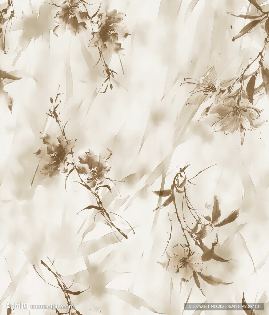 复古风植物印花布料纹理