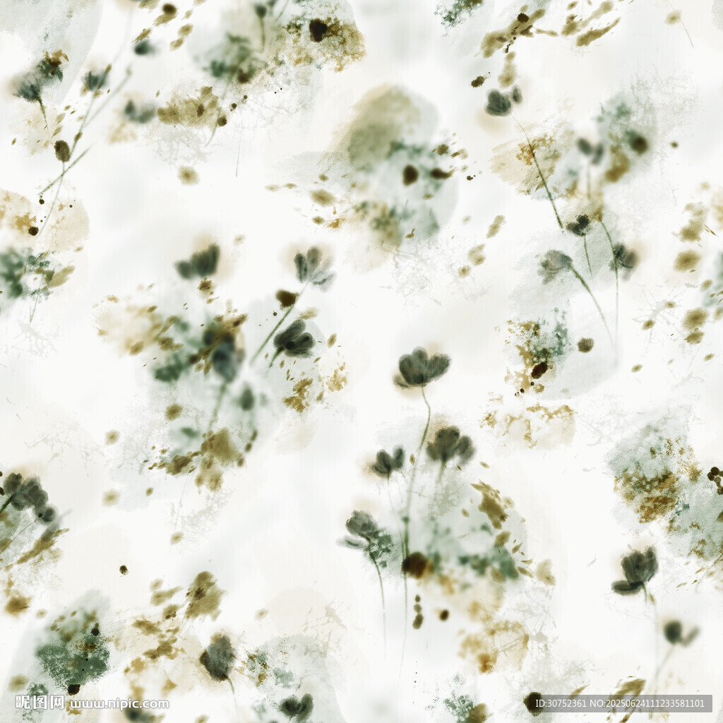 水墨风格抽象花卉图案