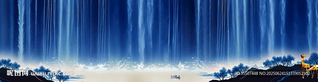 巨幅高山流水瀑布