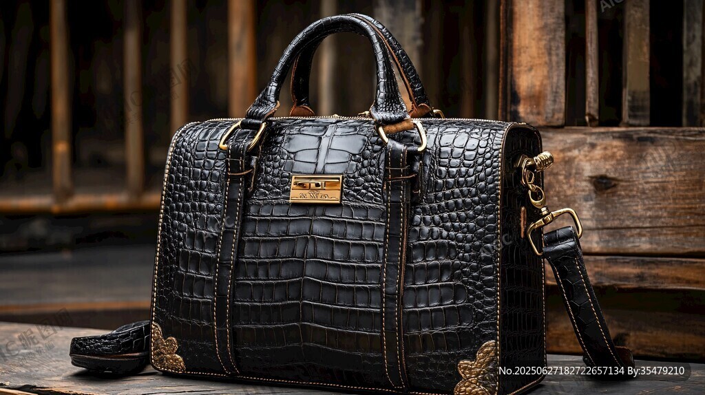 奢华鳄鱼纹男士商务手提包