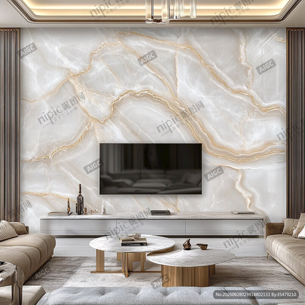 现代轻奢风客厅电视背景墙