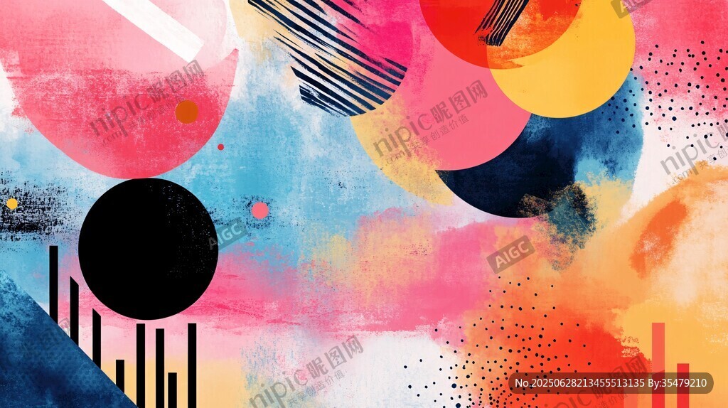 抽象多彩几何艺术画作