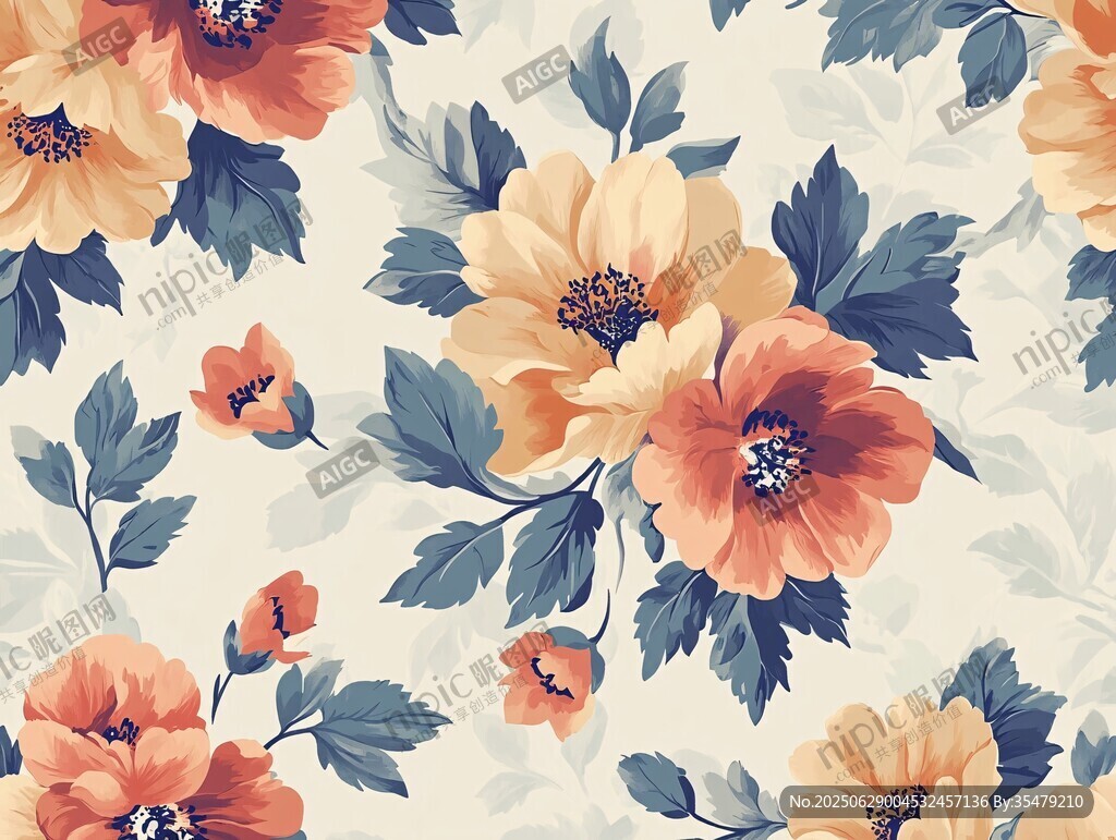 复古花卉图案背景纹理