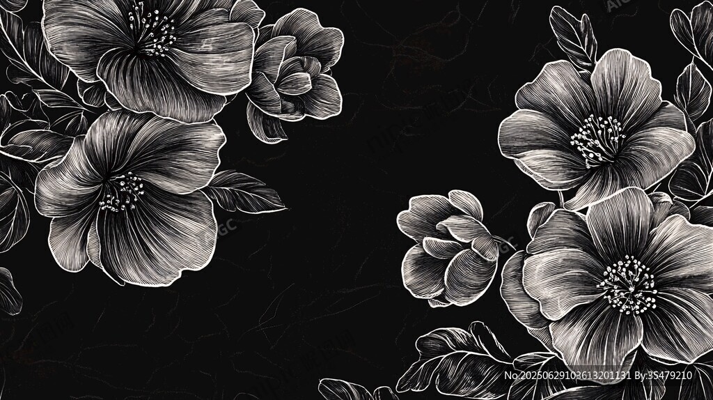 黑白花卉图案设计