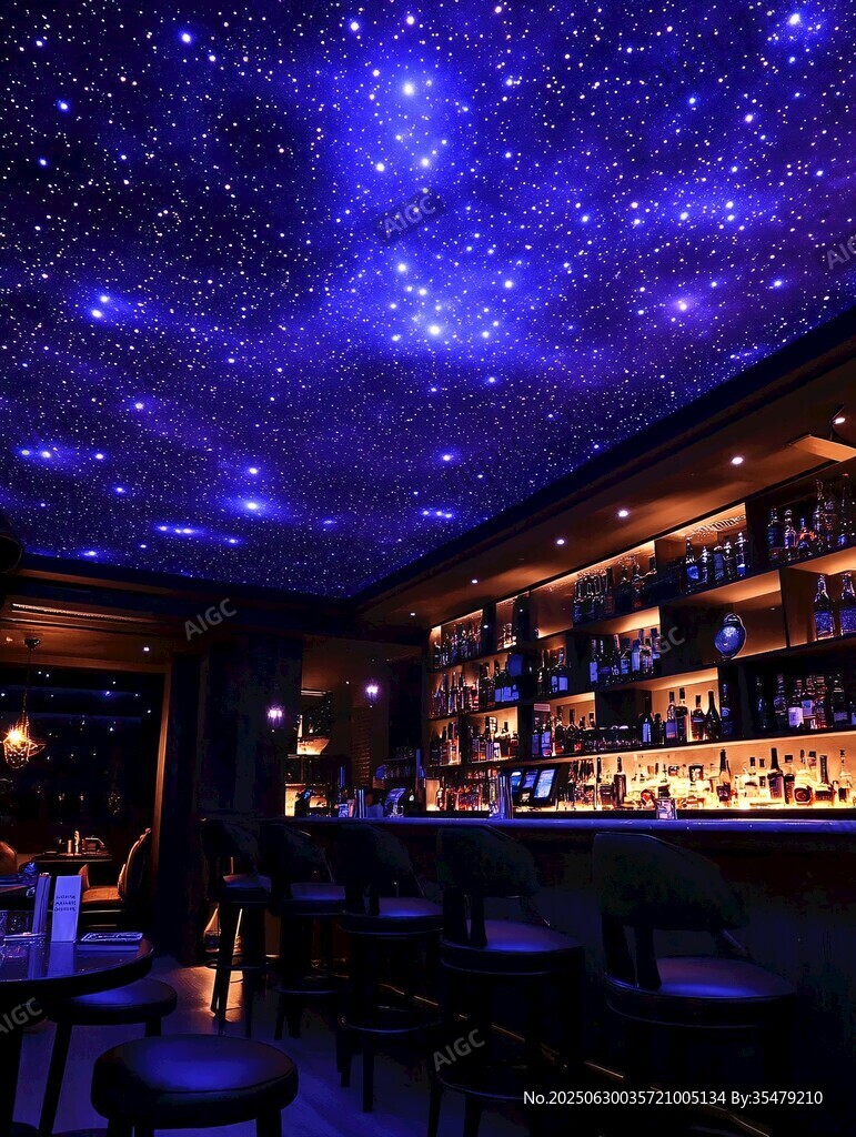 梦幻星空主题酒吧夜景