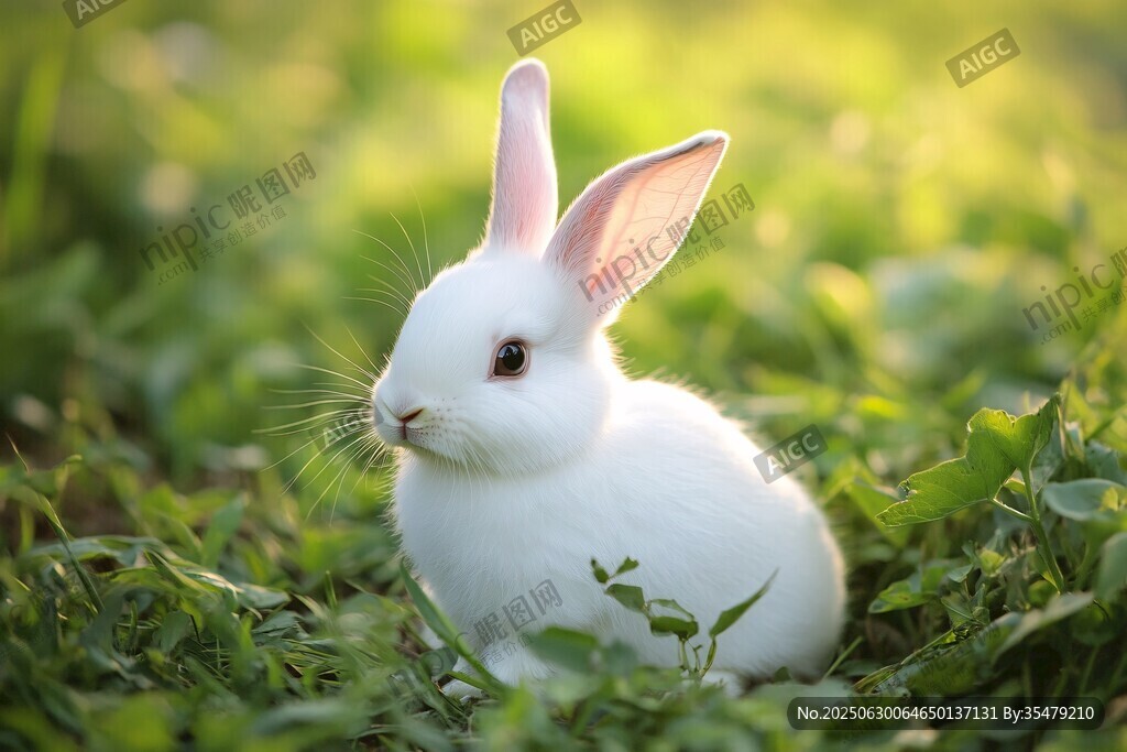 阳光下的可爱白兔