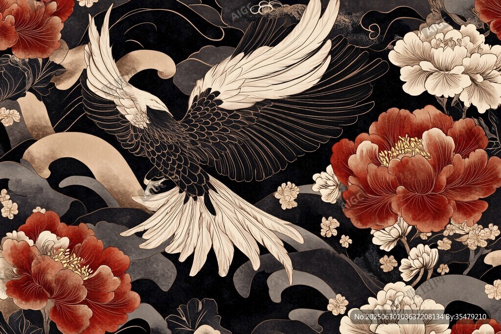 凤凰牡丹中式纹样图案