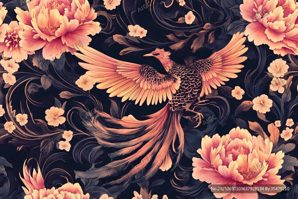 凤凰牡丹图 中式华丽风