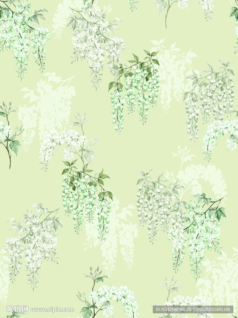 淡绿色背景的花卉图案
