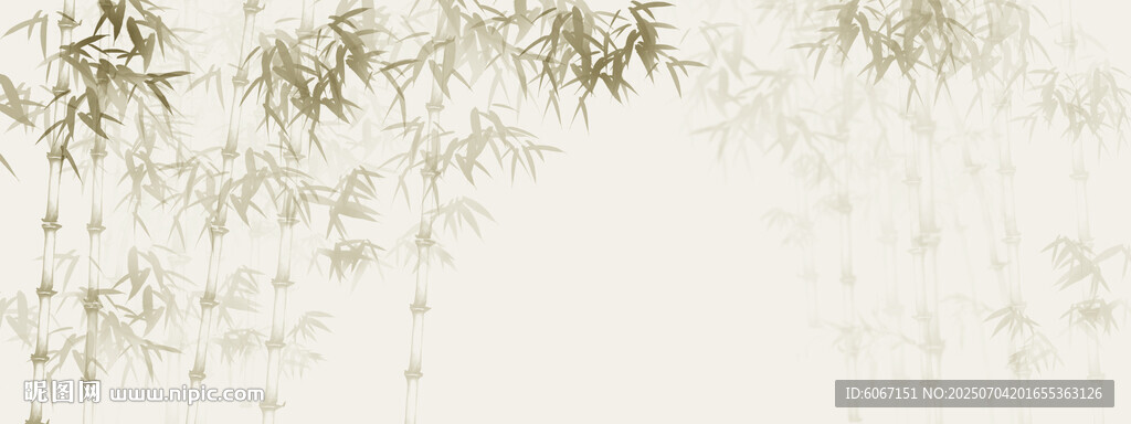 新中式水墨国画竹子背景墙