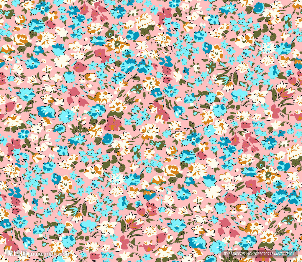 多彩碎花图案布料纹理