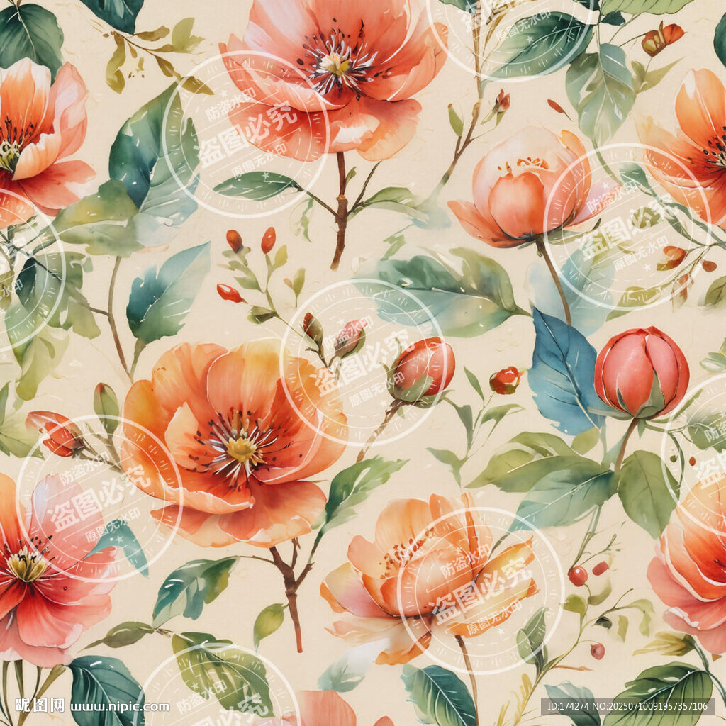 迎春花四方连续印花图案