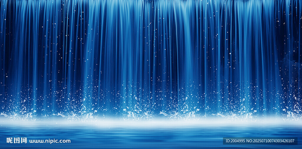 招财瀑布山水画