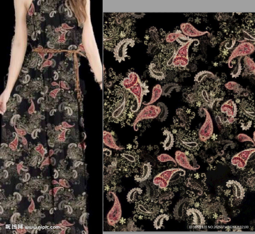 复古佩斯利花纹图案