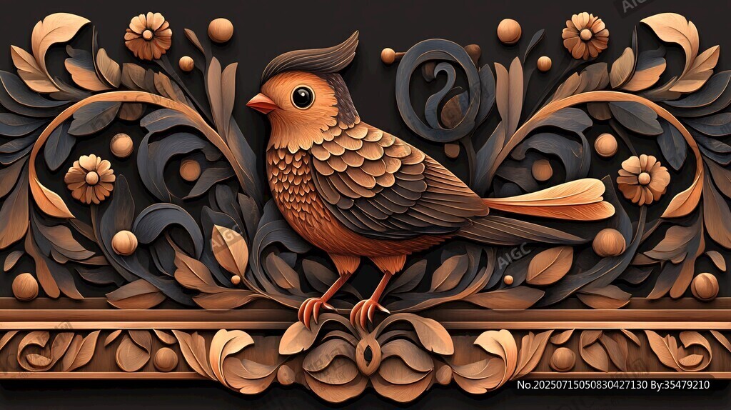 木雕花鸟装饰图案