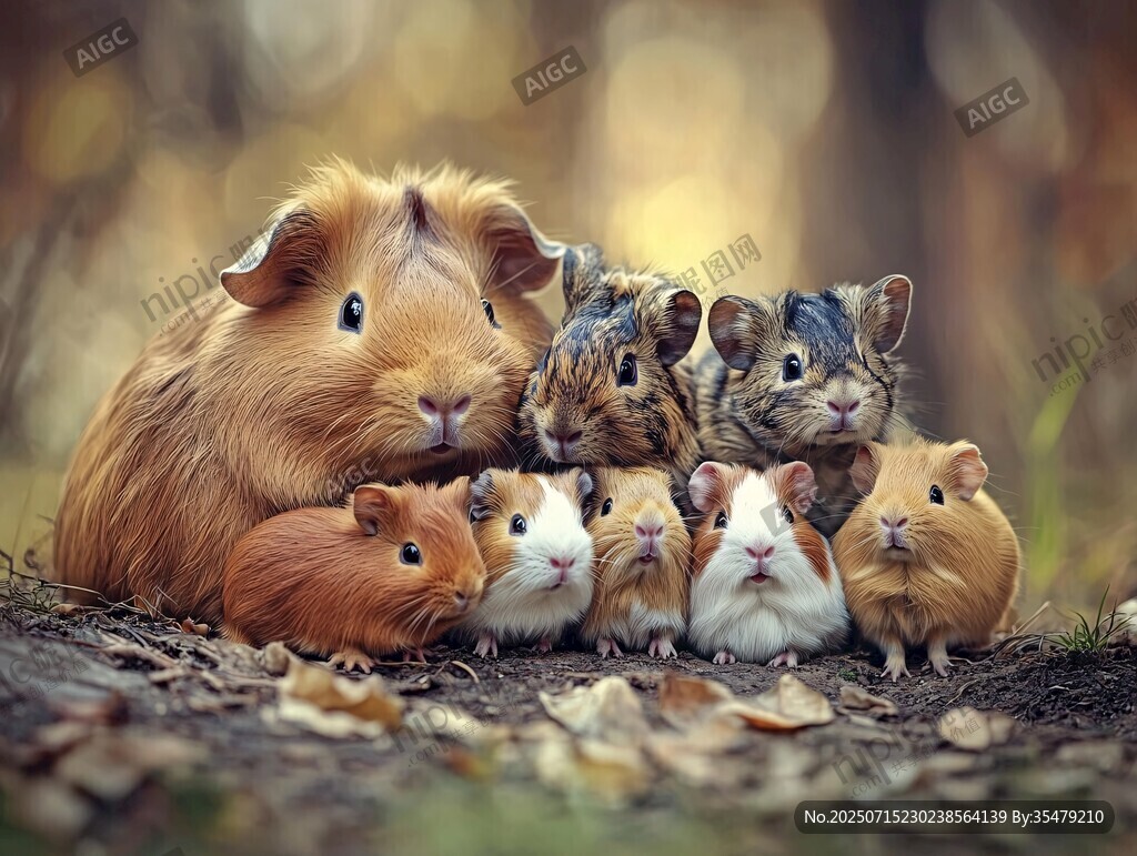 一群可爱豚鼠的温馨合影