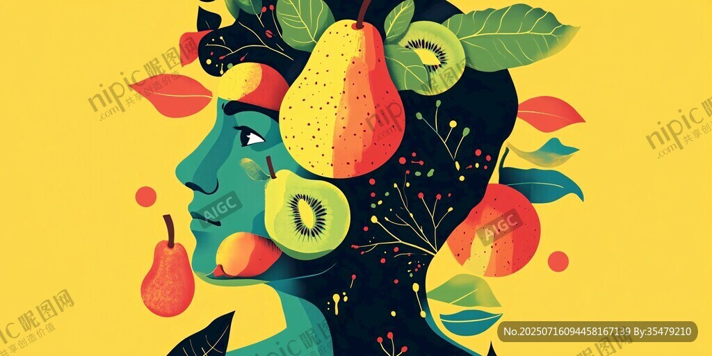 水果装饰的创意人物头像