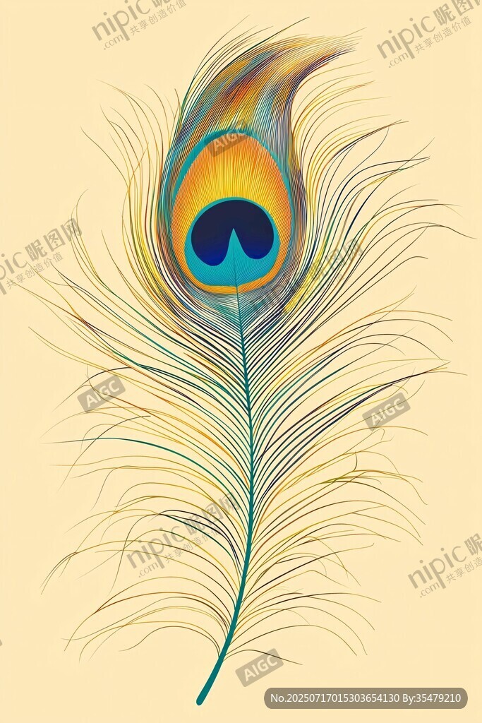 梦幻孔雀羽毛插画艺术