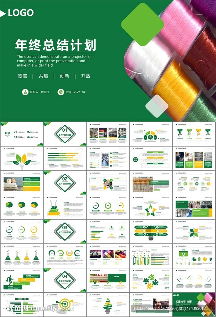 纺织行业总结计划工作汇报PPT
