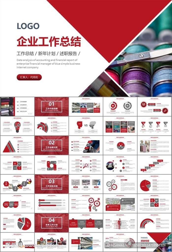 纺织行业总结计划工作汇报PPT