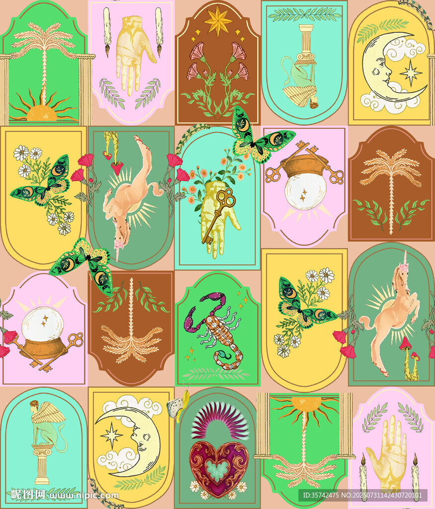 多彩复古风节日图标集合