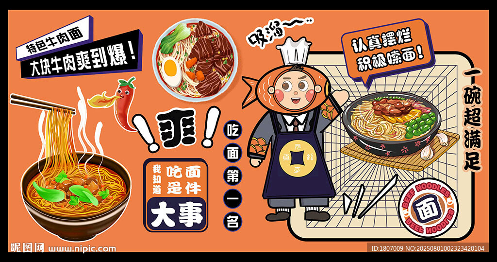 卡通牛肉面背景