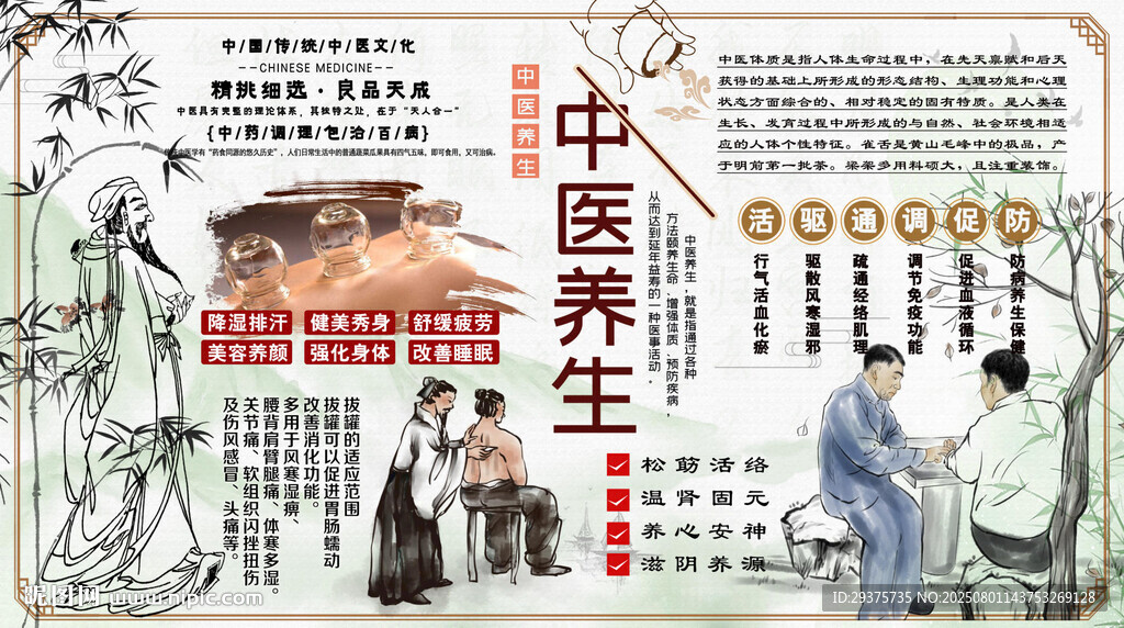 中医养生背景墙