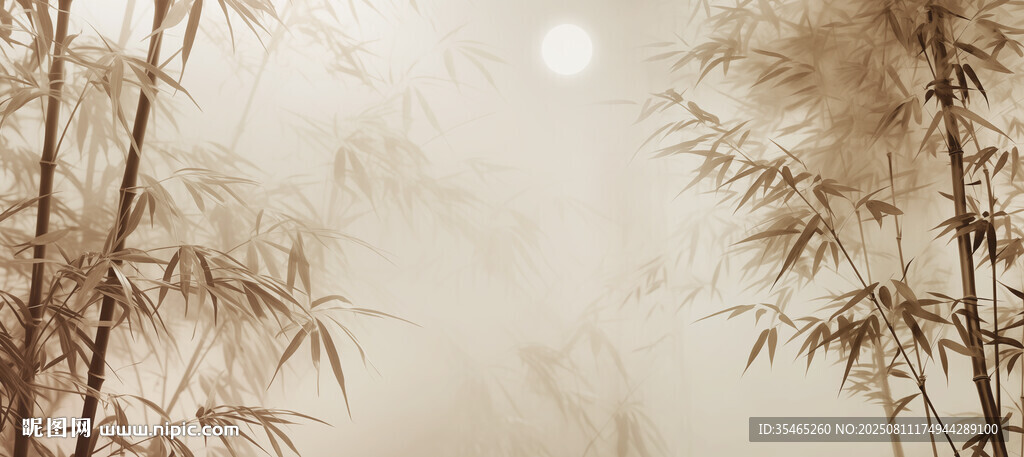 灯箱水墨竹子背景墙