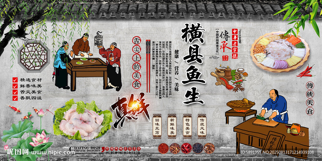 横县鱼生背景墙