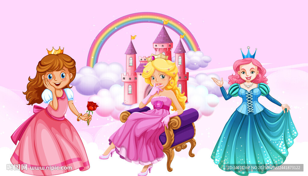 卡通公主背景墙