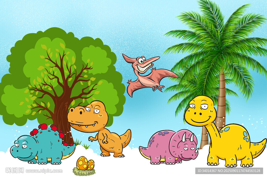 卡通恐龙背景墙