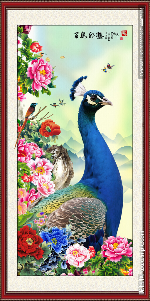 孔雀牡丹图