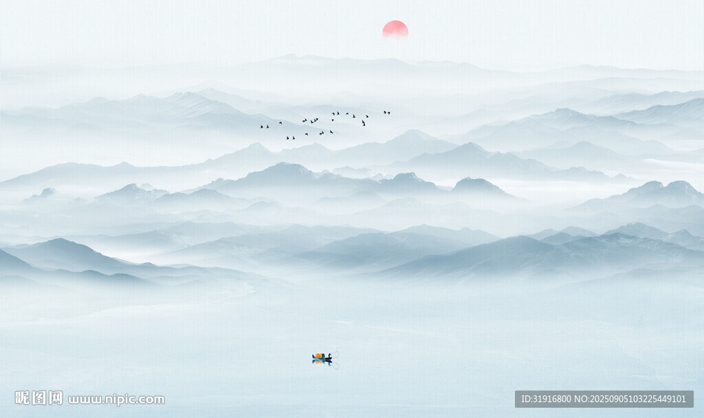 新中式水墨山水画