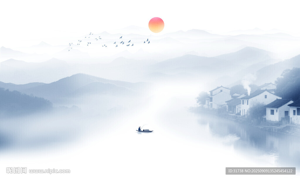 意境水墨山水画