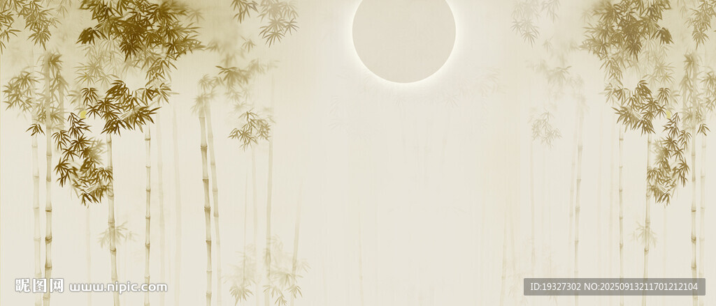 灯箱水墨竹子背景墙