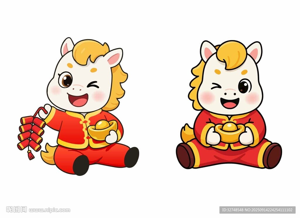 可爱小马贺岁形象