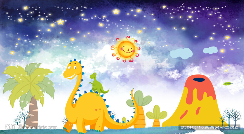 卡通恐龙背景墙