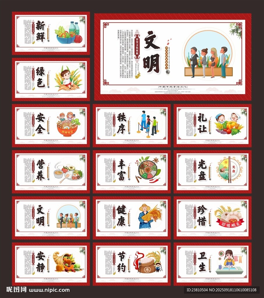 食堂餐厅文化标语墙展板