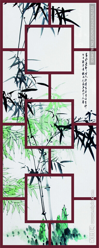 水墨竹子装饰画 三层分图