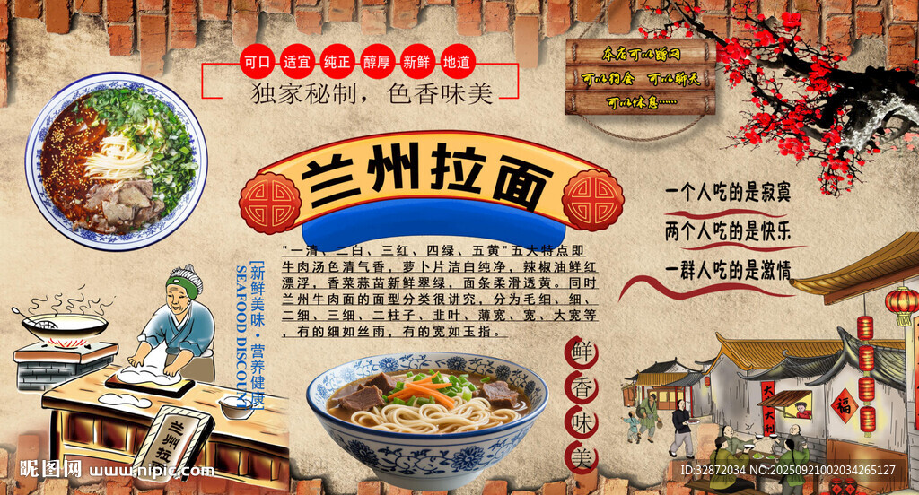兰州拉面背景墙