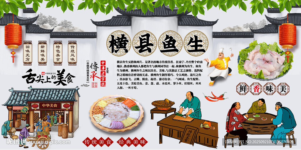 横县鱼生背景墙