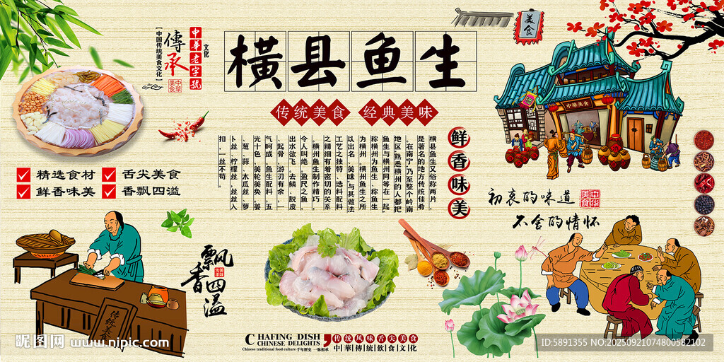 横县鱼生背景墙