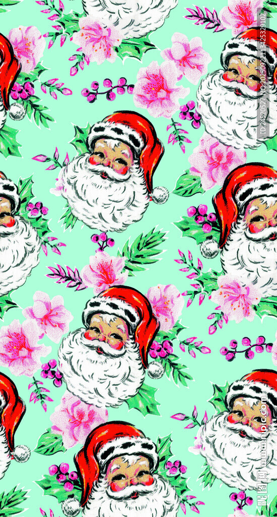 圣诞老人花卉图案背景
