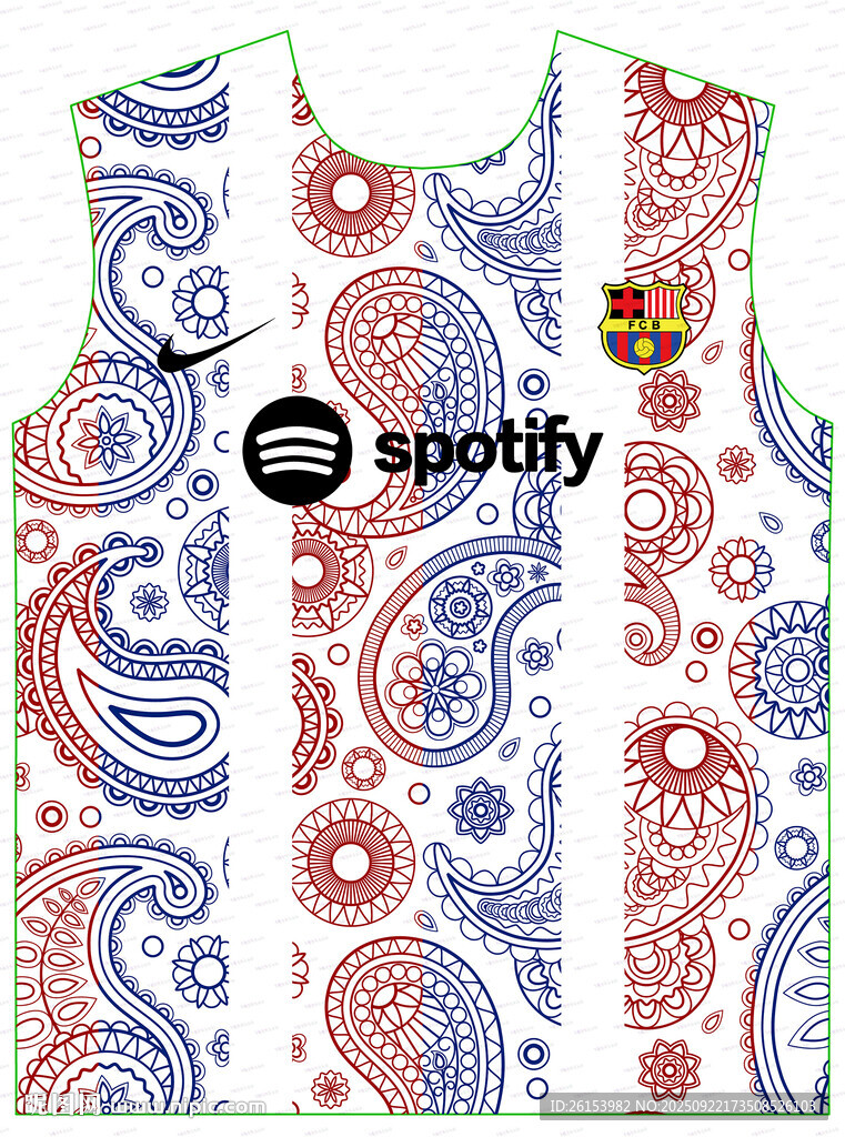 巴萨佩斯利花纹足球背心