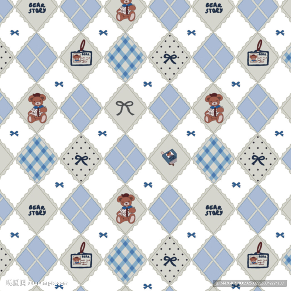 可爱卡通男孩图案无缝背景